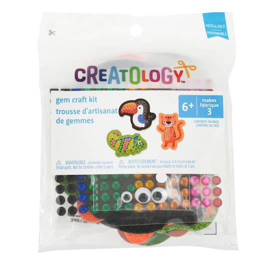 12 Pack: Jungle Animal Gem Craft Kit by Creatology&#x2122;